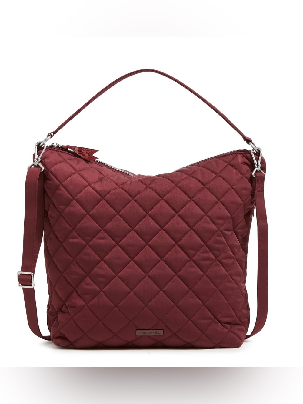 New Vera Bradley Large Hobo Shoulder Crossbody Bag Quilted Raisin NWT